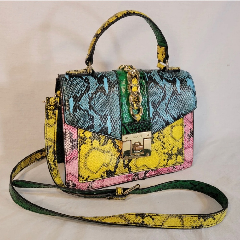 Aldo Snake Print Patchwork crossbody Bag Purse